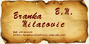 Branka Milatović vizit kartica